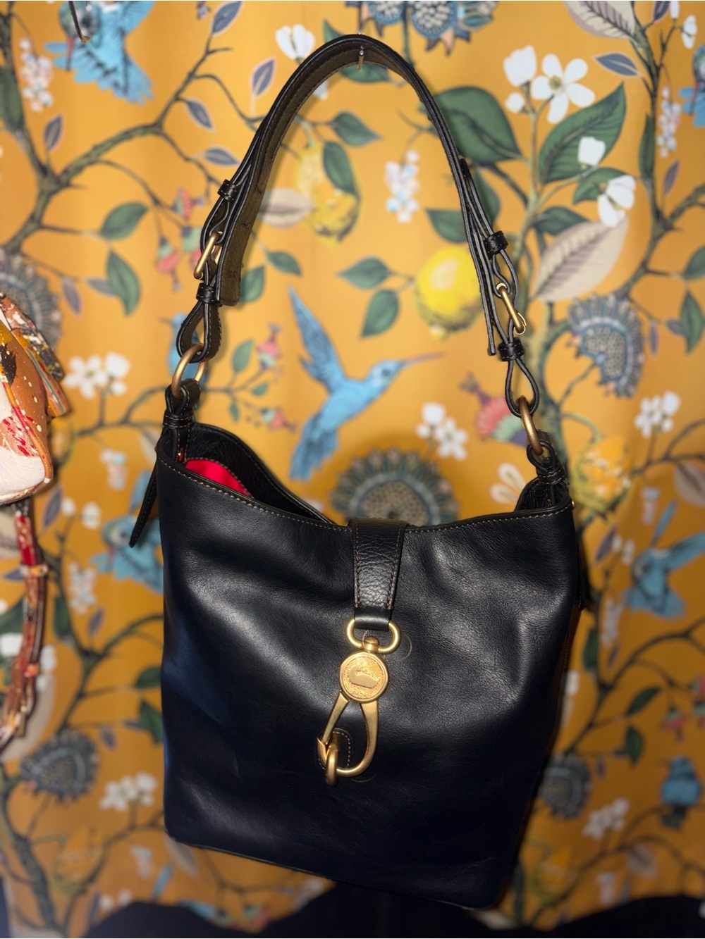 Dooney And Bourke Black Florentine Lily Bucket Bag